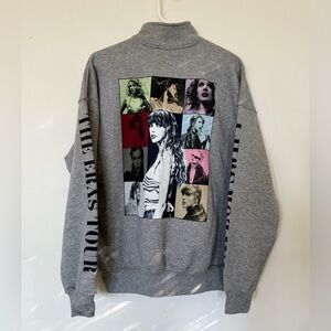 Official Taylor Swift "The Eras Tour" Quarter-Zip Sweatshirt, Heather Gray Small